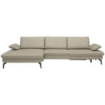 ECKSOFA Dieter Knoll in Echtleder Ecru  157/325 cm  - Ecru/Schwarz, Design, Leder/Metall (157/325cm) - Dieter Knoll