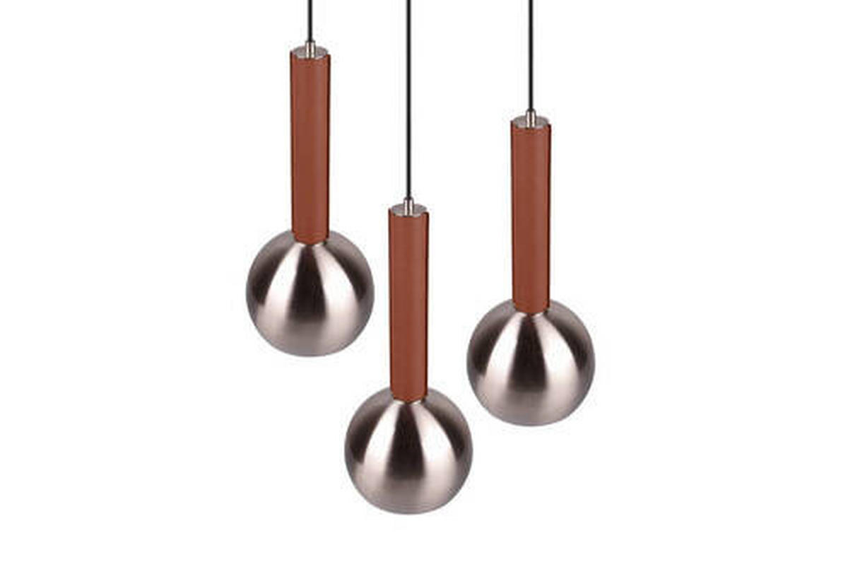 HÄNGELEUCHTE Ciliana 52/200 cm  - Braun/Nickelfarben, Design, Leder/Metall (52/200cm) - Trio Leuchten