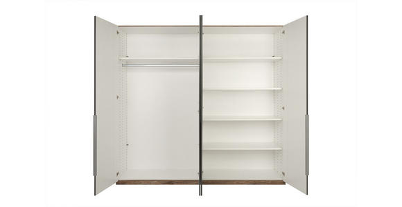 DREHTÜRENSCHRANK  in Graphitfarben, Eichefarben  - Eichefarben/Silberfarben, KONVENTIONELL, Glas/Holzwerkstoff (228/215/60cm) - Carryhome