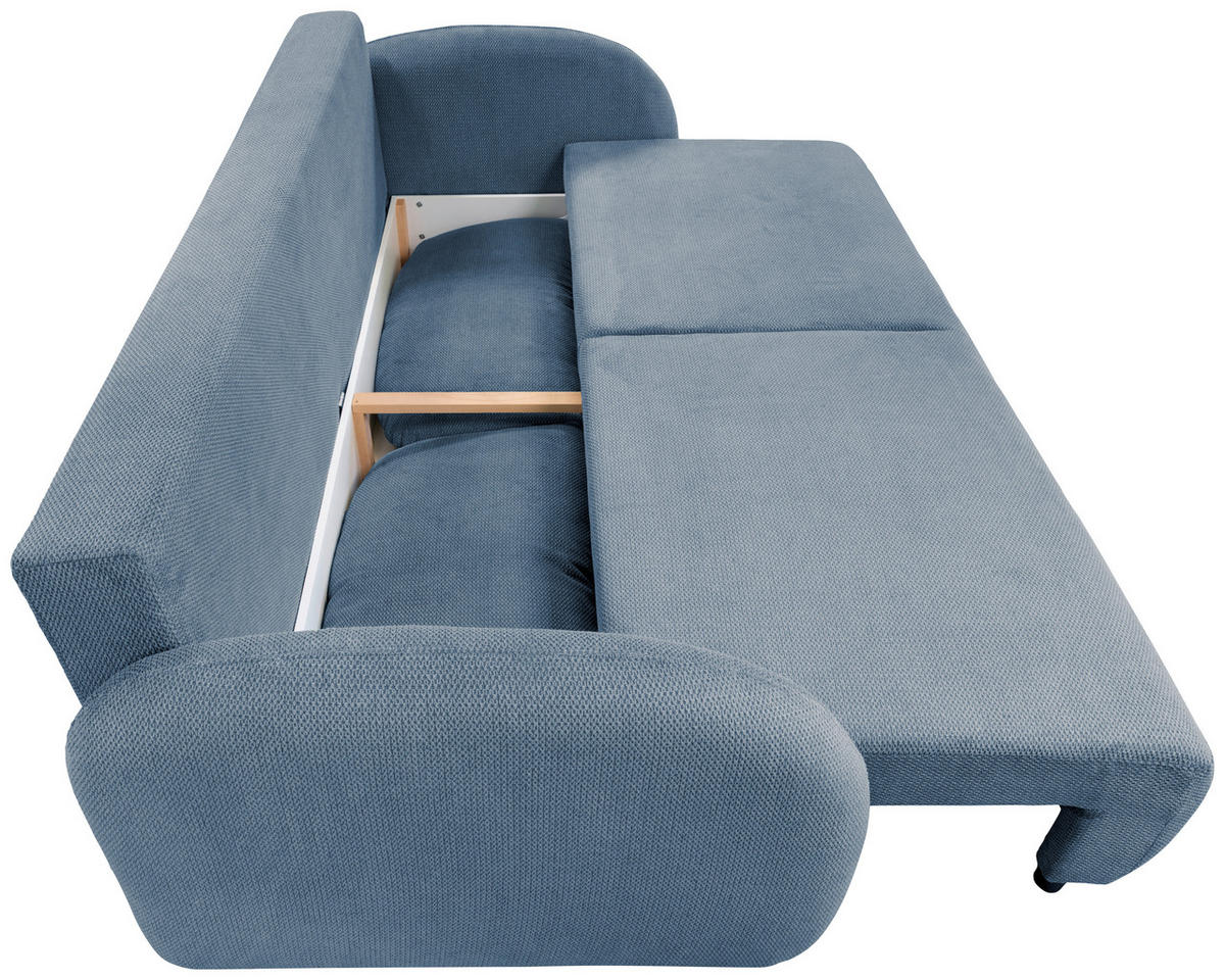 SCHLAFSOFA ROMA  mit Struktur Blaugrau  - Blaugrau/Schwarz, Design, Textil (230/90/105cm) - MID.YOU