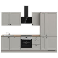 KÜCHENBLOCK 300 cm   in Grau, Eiche dunkel  - Eiche dunkel/Schwarz, MODERN, Holzwerkstoff/Metall (300cm) - Nobilia