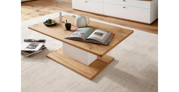 COUCHTISCH Asteiche furniert 110/65/45 cm rechteckig Weiß, Eichefarben - Eichefarben/Weiß, Natur, Holz/Holzwerkstoff (110/65/45cm) - Novel