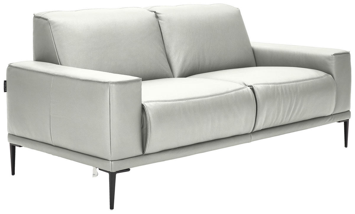 2-SITZER-SOFA in Echtleder Silberfarben  - Silberfarben/Schwarz, Design, Leder/Metall (180/82/92cm) - Johann Jakob