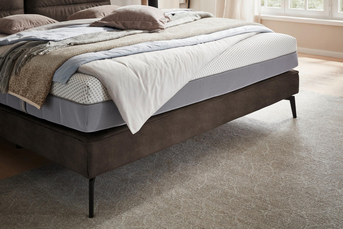 BOXSPRINGBETT 180/200 cm  in Dunkelbraun  - Dunkelbraun/Schwarz, Design, Textil/Metall (180/200cm) - Johann Jakob