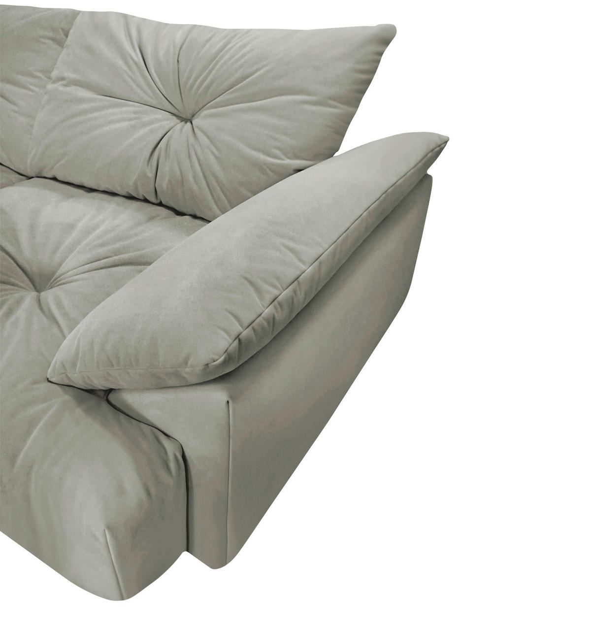 BIGSOFA  in Webstoff Hellgrau  - Hellgrau/Schwarz, KONVENTIONELL, Kunststoff/Textil (243/90,5/130cm) - Ambia Home