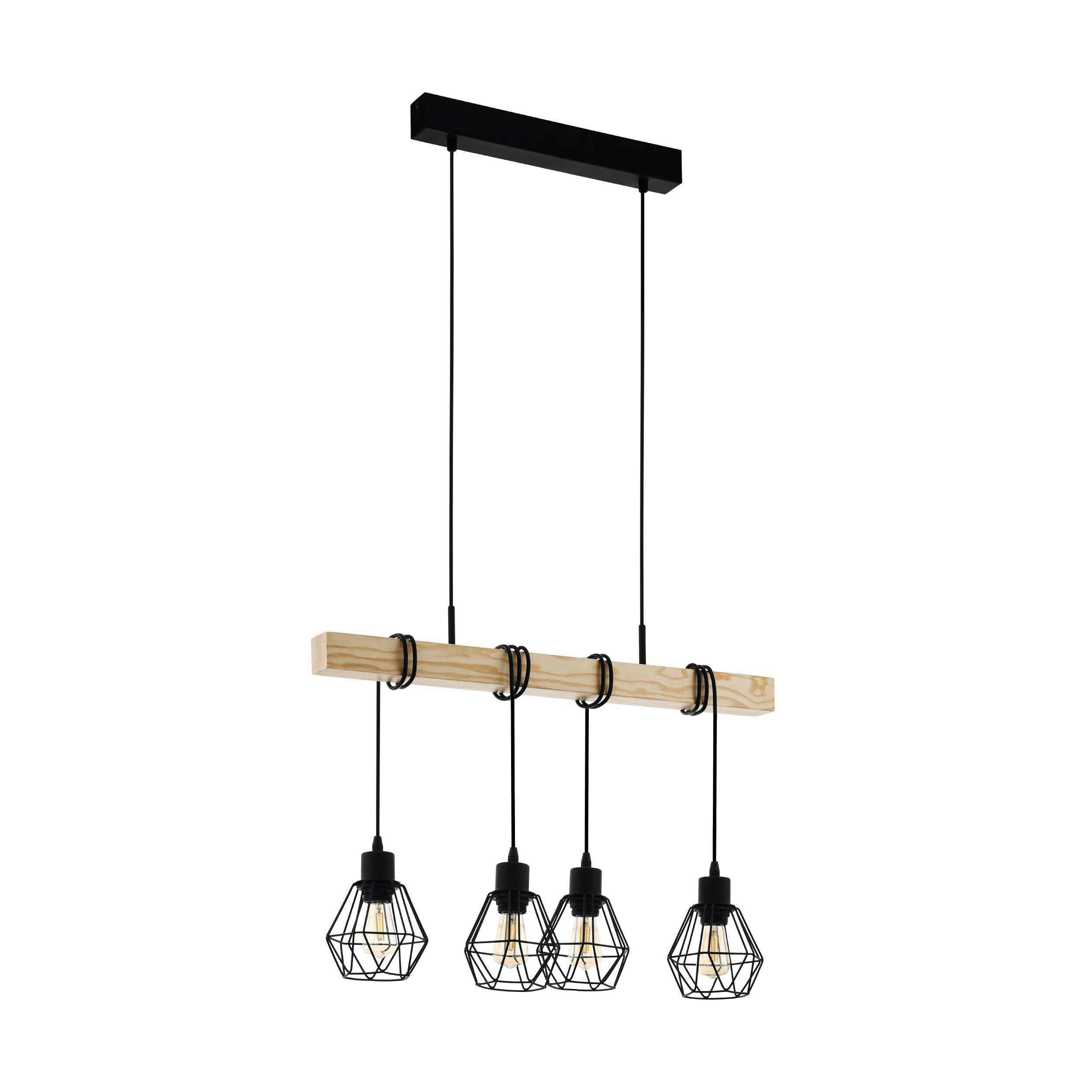 HÄNGELEUCHTE 70/20/110 cm   - Schwarz/Braun, Basics, Holz/Metall (70/20/110cm) - Eglo