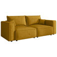 SOFA Webstoff Senfgelb  - Senfgelb/Schwarz, MODERN, Kunststoff/Textil (250/70/104cm) - Xora