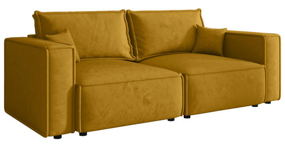 SOFA Webstoff Senfgelb  - Senfgelb/Schwarz, MODERN, Kunststoff/Textil (250/70/104cm) - Xora