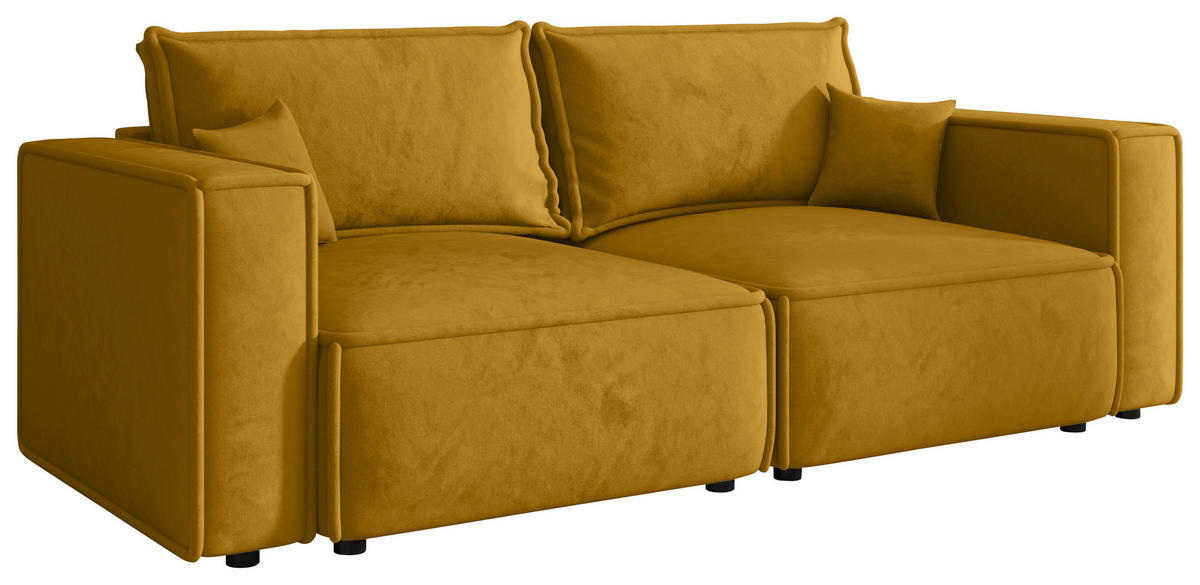 SOFA Webstoff Senfgelb  - Senfgelb/Schwarz, MODERN, Kunststoff/Textil (250/70/104cm) - Xora