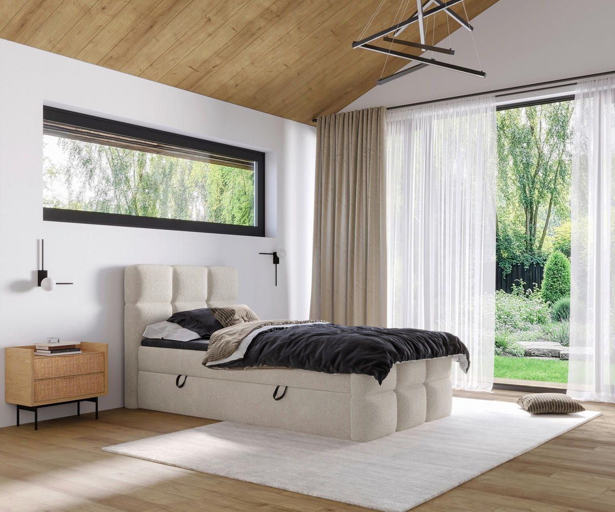 BOXBETT 120/200 cm  in Beige  - Beige/Schwarz, Design, Holzwerkstoff/Kunststoff (120/200cm) - Xora
