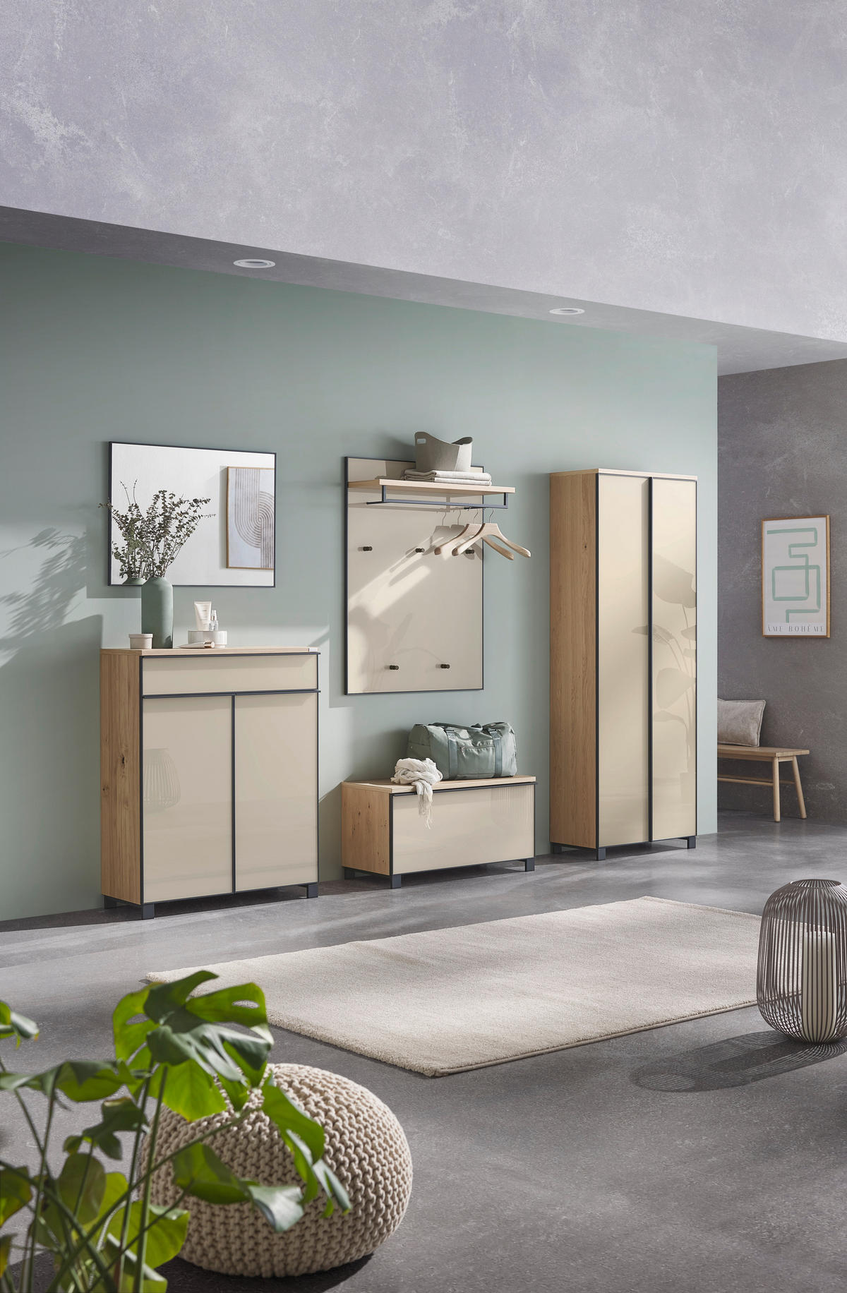 SCHUHSCHRANK furniert Anthrazit, Eichefarben, Sahara  - Eichefarben/Anthrazit, Design, Glas/Holzwerkstoff (84/108/37cm) - Dieter Knoll