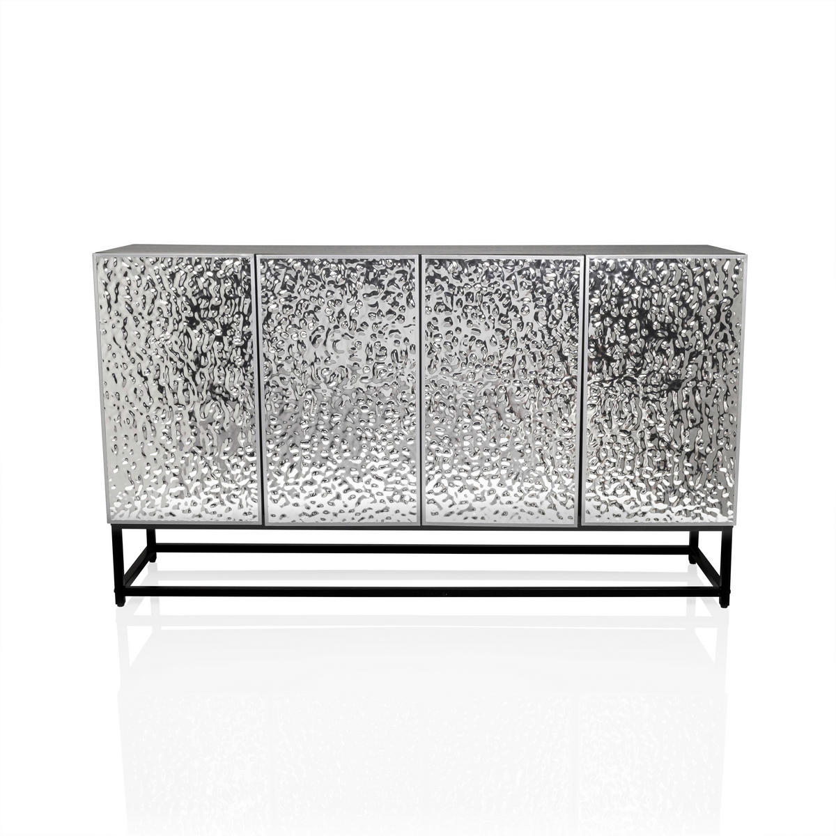SIDEBOARD  140/80/37 cm  - Silberfarben/Schwarz, MODERN, Holzwerkstoff/Metall (140/80/37cm) - MID.YOU