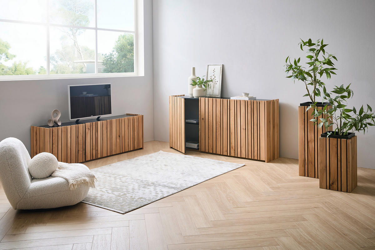 VIRÁGTARTÓ ÁLLVÁNY fa, faalapú anyag   31,5/60/31,5 cm  - tölgyfa, Design, faalapú anyag/fa (31,5/60/31,5cm) - Linea Natura
