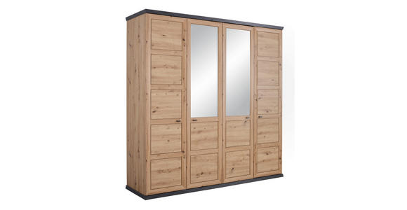 DREHTÜRENSCHRANK in Dunkelgrau, Eiche Artisan - Dunkelgrau/Eiche Artisan, ROMANTIK / LANDHAUS, Glas/Holzwerkstoff (205/209/60cm) - Hom`in