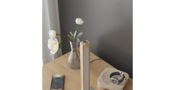 LED-TISCHLEUCHTE 15/40/15 cm   - Eichefarben/Nickelfarben, LIFESTYLE, Holz/Kunststoff (15/40/15cm) - Novel