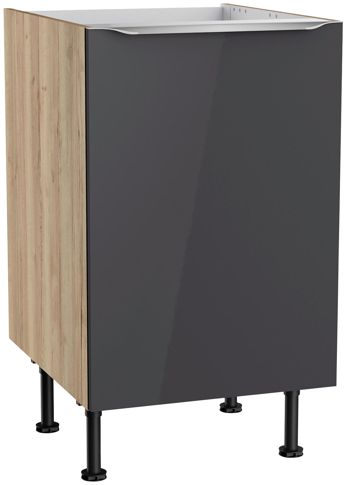 ECKKÜCHE 270/200 cm  in Anthrazit, Eichefarben  - Edelstahlfarben/Eichefarben, Basics, Holzwerkstoff/Metall (270/200cm) - Optifit