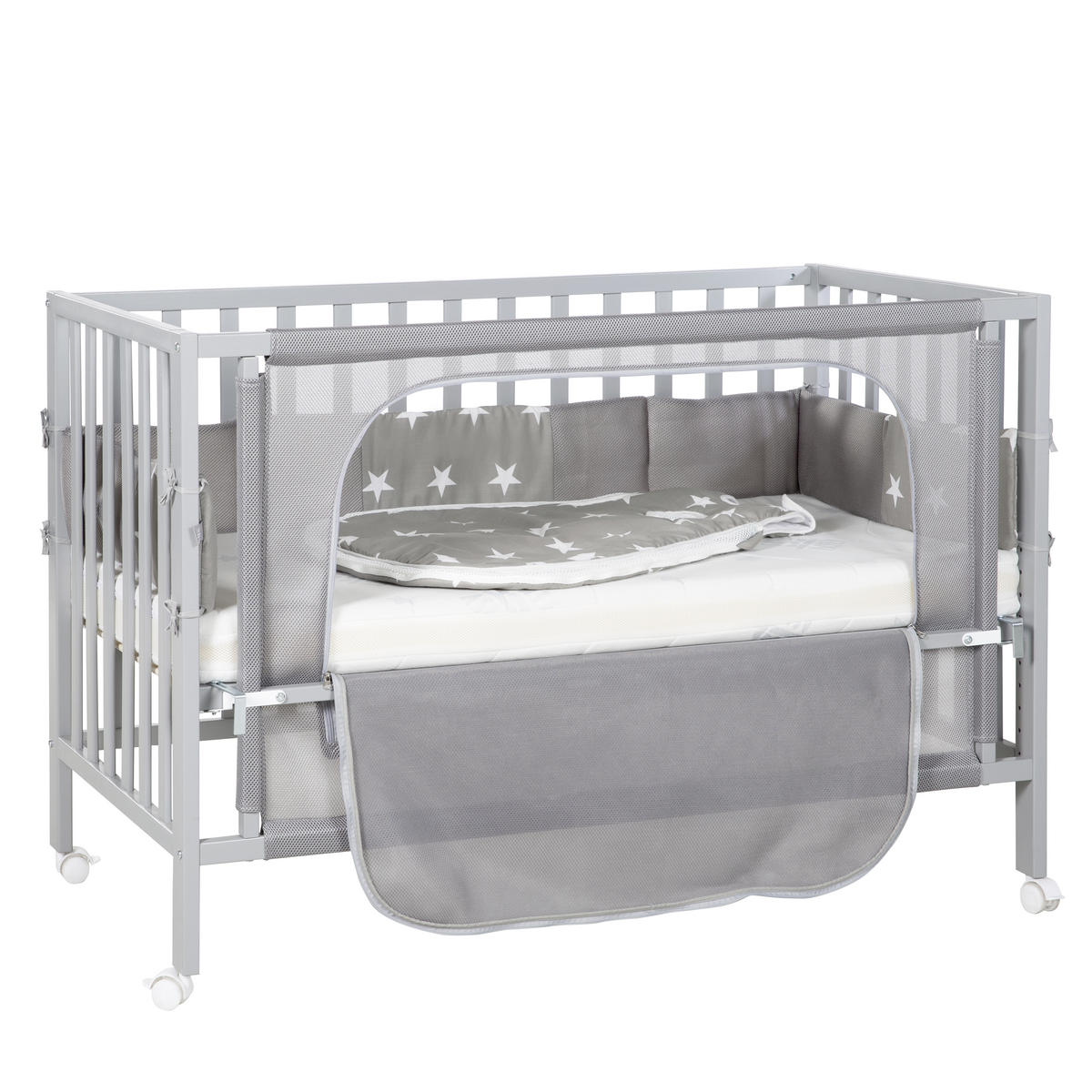 BEISTELLBETT roba Little Stars  - Taupe/Grau, Basics, Holzwerkstoff/Textil (66/79,5/126cm) - Roba