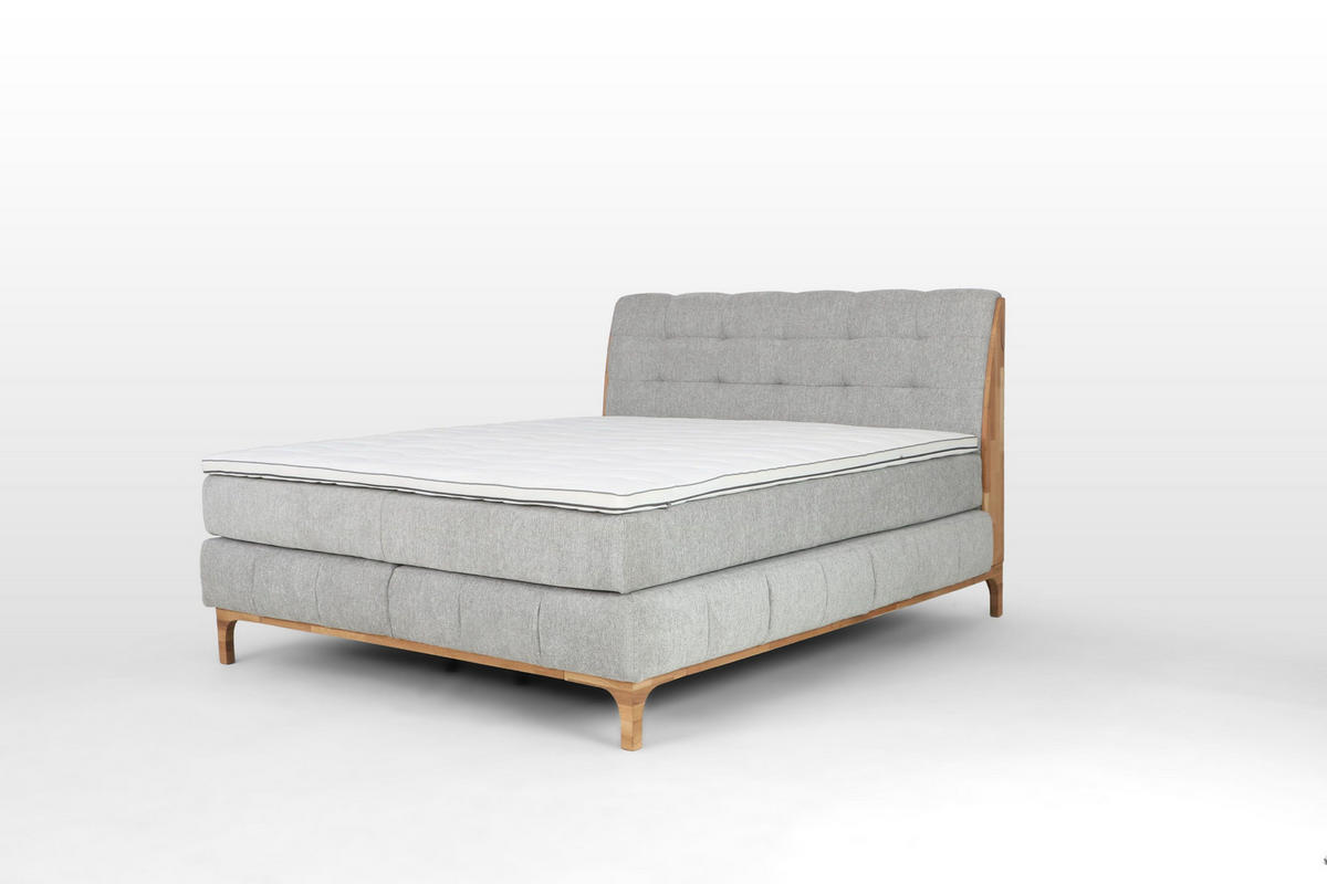BOXSPRING KREVET 180/200 cm     siva  - siva/prirodna boja, Konvencionalno, tekstil/drvo (180/200cm) - Venda