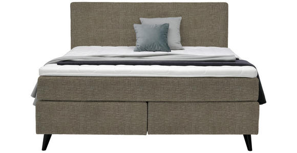 BOXSPRINGBETT 180/200 cm  in Hellbraun  - Hellbraun/Schwarz, KONVENTIONELL, Holz/Textil (180/200cm) - Voleo