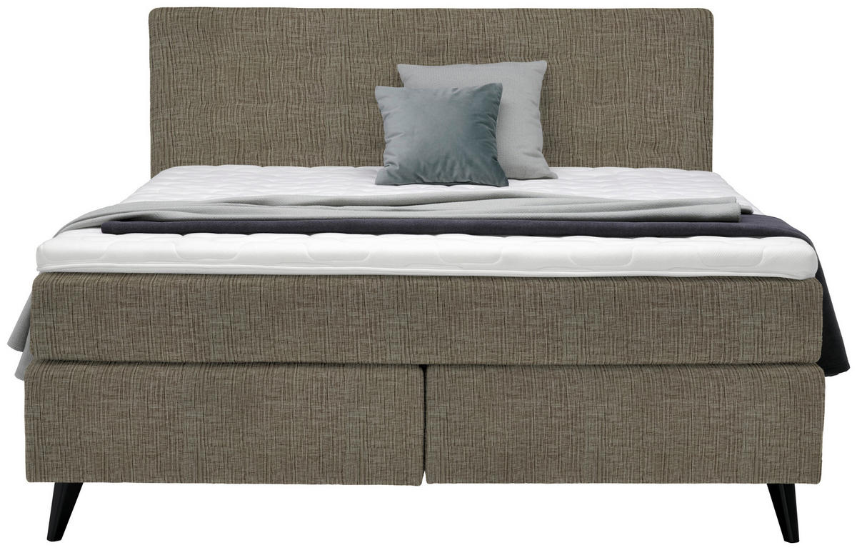 BOXSPRINGBETT 180/200 cm  in Hellbraun  - Hellbraun/Schwarz, Konventionell, Holz/Textil (180/200cm) - Voleo