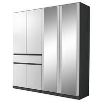 KLEIDERSCHRANK 181/197/54 cm 6-türig Grau, Weiß  - Weiß/Grau, Design, Glas/Holzwerkstoff (181/197/54cm) - Rauch Möbel
