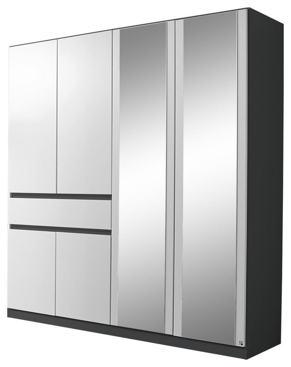 KLEIDERSCHRANK 181/197/54 cm 6-türig Grau, Weiß  - Weiß/Grau, Design, Glas/Holzwerkstoff (181/197/54cm) - Rauch Möbel