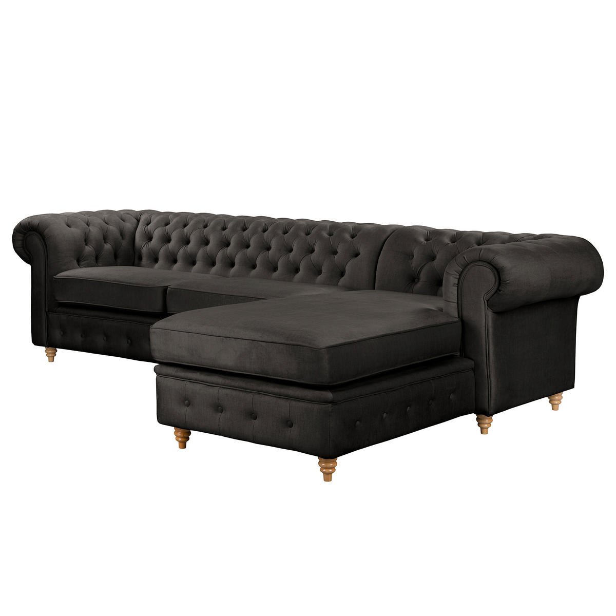 ECKSOFA Laura in Mikrofaser Anthrazit  284/182 cm  - Anthrazit/Braun, Design, Holz/Textil (284/182cm) - P & B