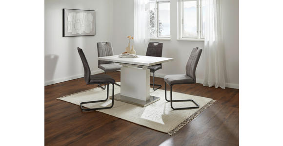 ESSTISCH in Metall, Holzwerkstoff 120-160/80/76 cm - Edelstahlfarben/Weiß, Design, Holzwerkstoff/Metall (120-160/80/76cm) - Carryhome