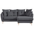 ECKSOFA  in Flachgewebe Anthrazit  210/156 cm  - Anthrazit/Buchefarben, KONVENTIONELL, Holz/Textil (210/156cm) - Carryhome
