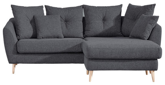 ECKSOFA  in Flachgewebe Anthrazit  210/156 cm  - Anthrazit/Buchefarben, KONVENTIONELL, Holz/Textil (210/156cm) - Carryhome