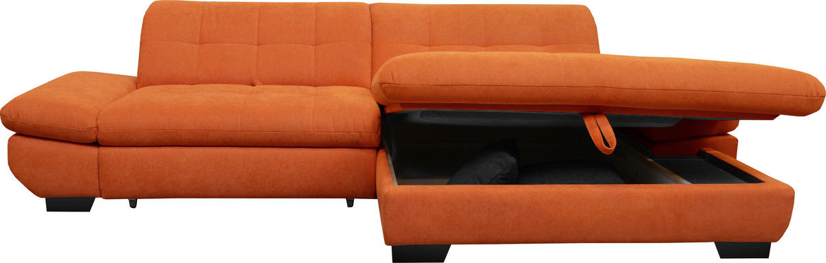ECKSOFA in Mikrofaser Orange  - Schwarz/Orange, Design, Textil/Metall (290/198cm) - Xora