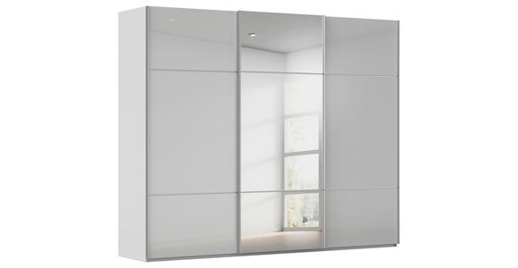 SCHWEBETÜRENSCHRANK 271/223/68 cm 3-türig Grau, Weiß - Alufarben/Weiß, KONVENTIONELL, Glas/Holzwerkstoff (271/223/68cm) - Novel