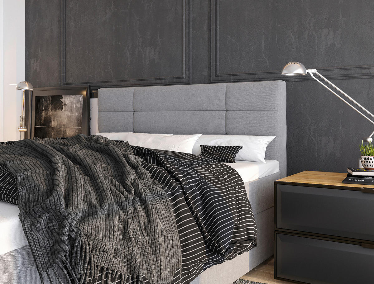BOXBETT 160/200 cm  in Grau  - Schwarz/Kieferfarben, KONVENTIONELL, Holz/Kunststoff (160/200cm) - Boxxx
