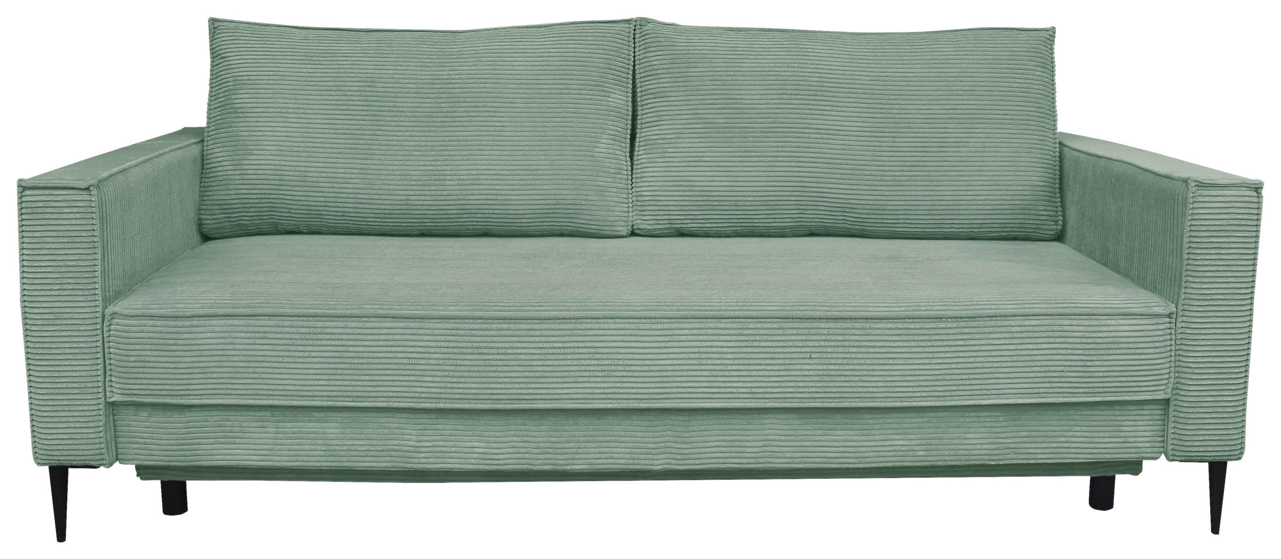 SCHLAFSOFA Cord Olivgrün  - Schwarz/Olivgrün, KONVENTIONELL, Textil/Metall (222/93/98cm) - Carryhome