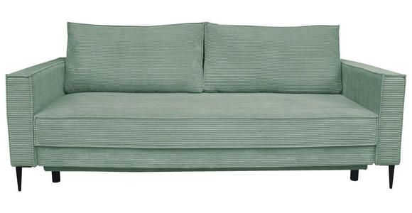 SCHLAFSOFA  mit Liegefunktion, Rücken echt, haustierfreundlicher Bezug Cord Olivgrün  - Schwarz/Olivgrün, KONVENTIONELL, Textil/Metall (222/93/98cm) - Carryhome