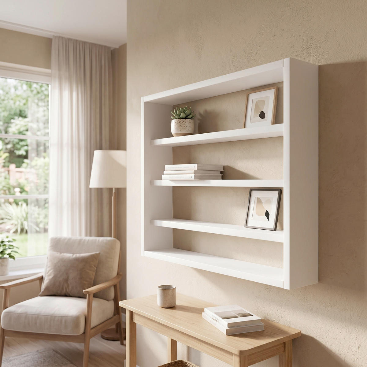 WANDREGAL  - Weiß, Design, Holzwerkstoff (60/40/10cm) - MID.YOU