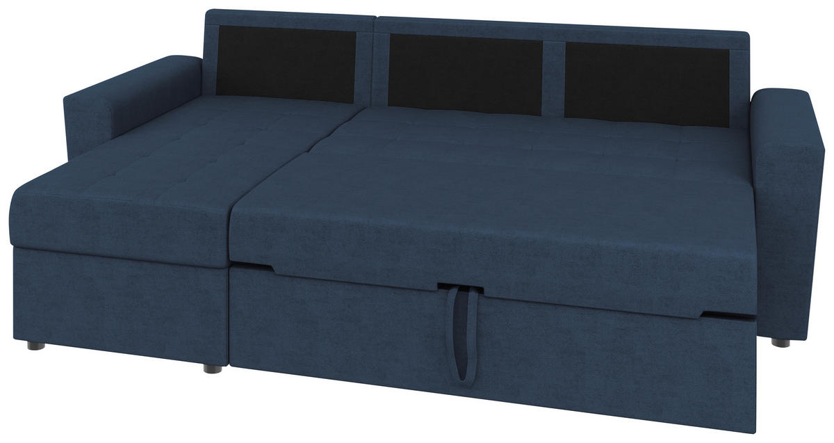 ECKSOFA TERMOLI Dunkelblau Jacquard  - Schwarz/Dunkelblau, Design, Kunststoff/Textil (155/231cm) - MID.YOU