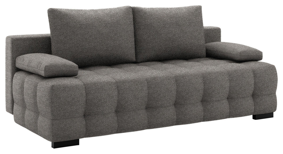 SCHLAFSOFA in Chenille, Plüsch Dunkelgrau  - Dunkelgrau/Schwarz, KONVENTIONELL, Kunststoff/Textil (209/96/100cm) - Stylife