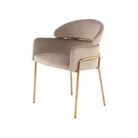 STOL MED ARMSTÖD rostfritt stål, järn sammet  - taupe/guldfärgad, Modern, metall/trä (58/79/57cm) - Kayoom
