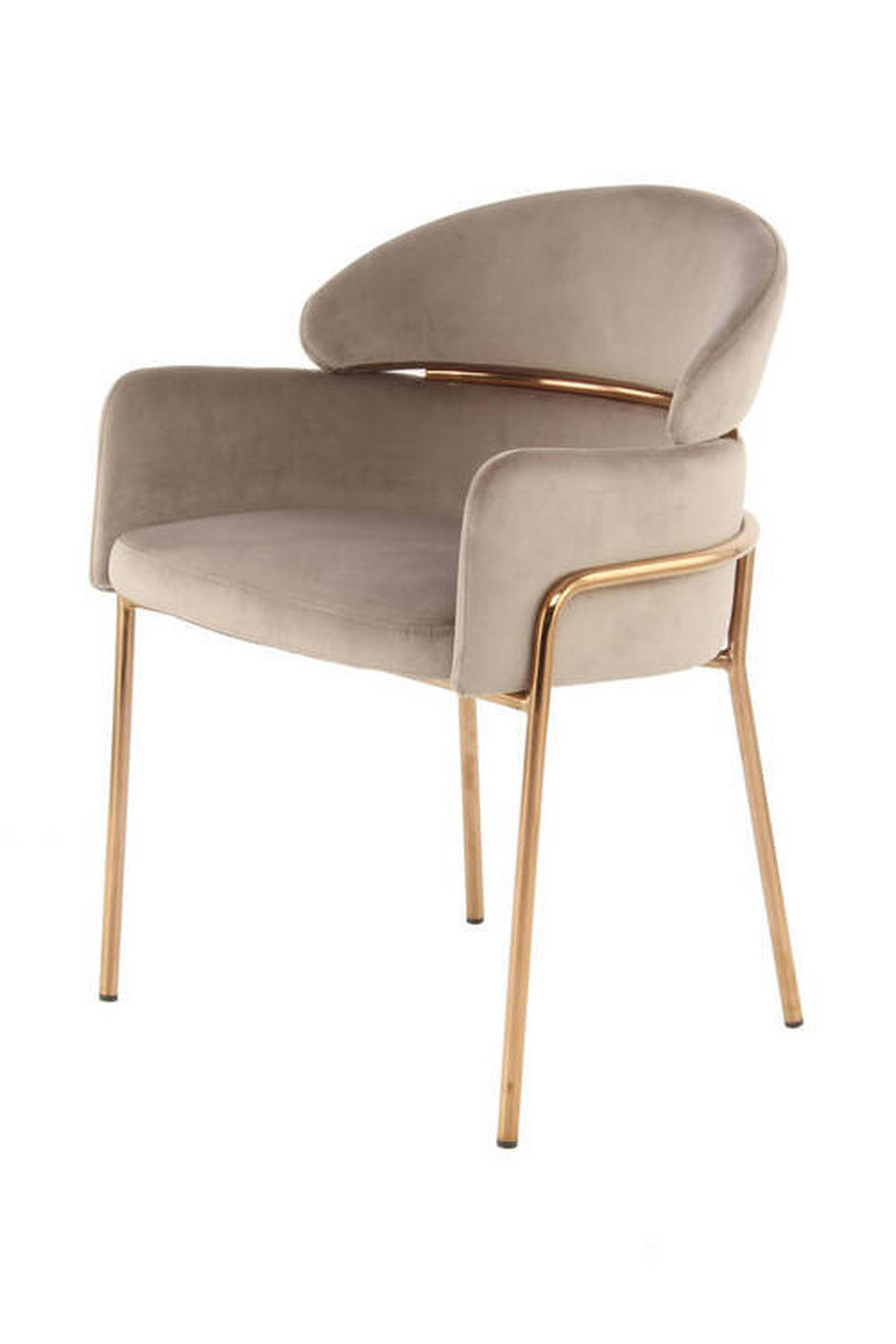 STOL MED ARMSTÖD rostfritt stål, järn sammet  - taupe/guldfärgad, Modern, metall/trä (58/79/57cm) - Kayoom