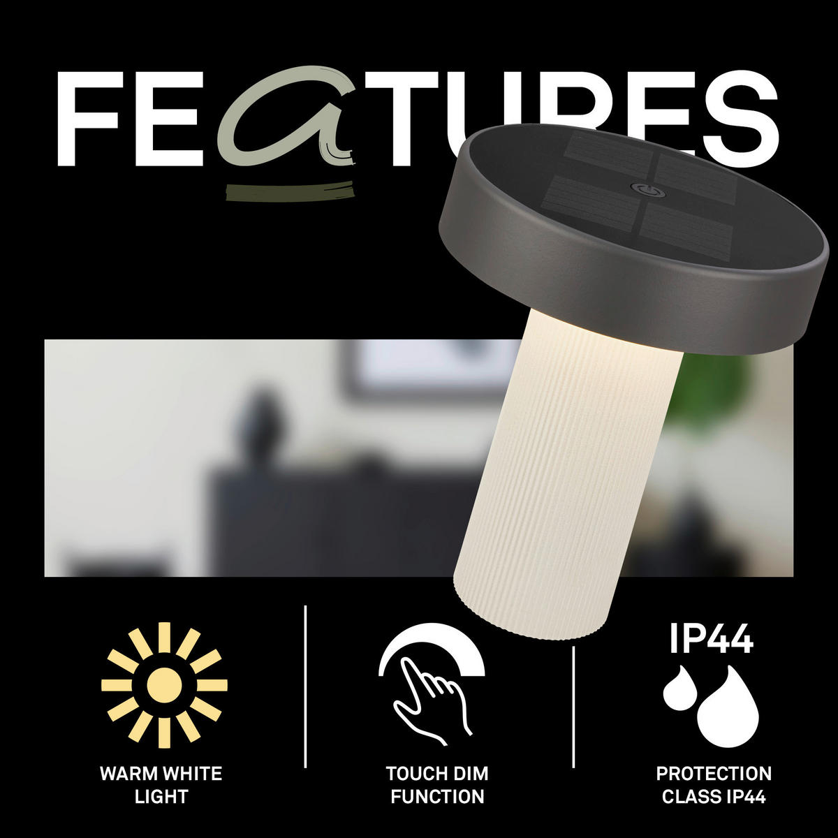 AKKU-TISCHLEUCHTE 16/20 cm  - Anthrazit/Beige, Design, Kunststoff (16/20cm)