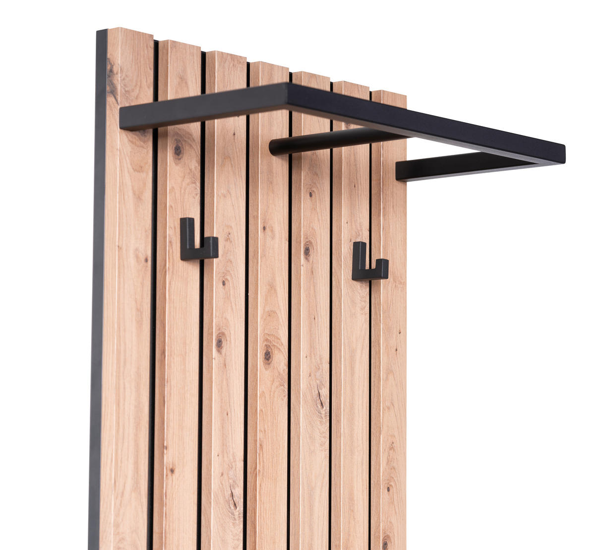 NÁSTĚNNÁ ŠATNA - černá/hnědá, Design, kompozitní dřevo (45/90/23cm) - Xora