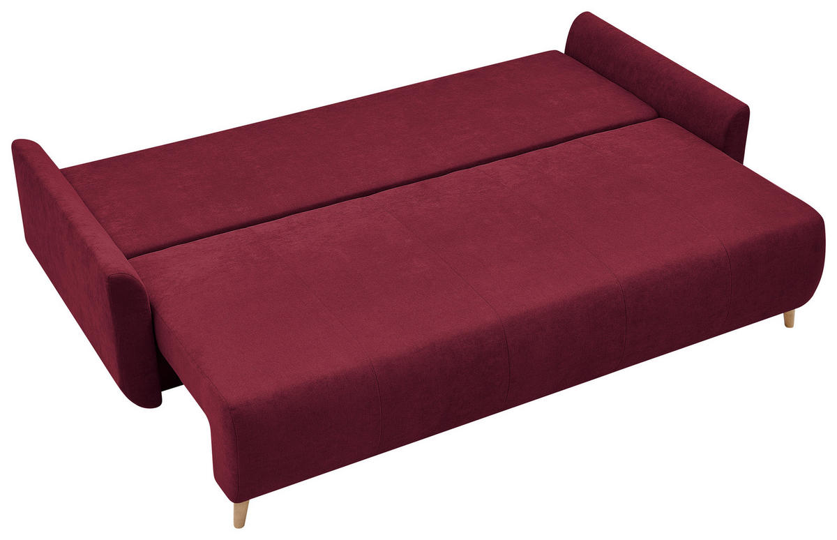 SCHLAFSOFA DUO Mikrofaser Bordeaux  inkl. Rückenkissen, Bettkasten, Schlaffunktion, Rücken echt  - Bordeaux/Naturfarben, Design, Textil (218/90/110cm) - P & B
