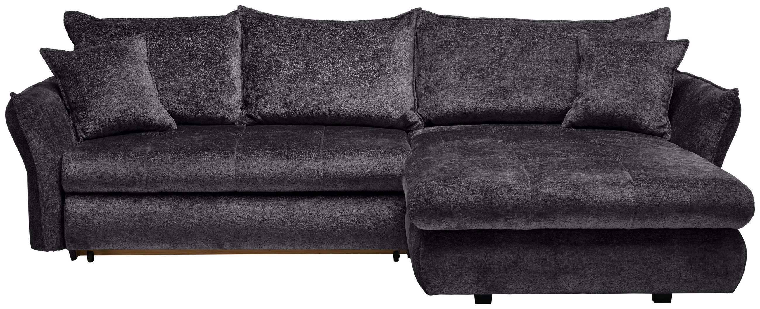 ECKSOFA Schwarz Chenille  - Schwarz, KONVENTIONELL, Kunststoff/Textil (275/180cm) - Stylife