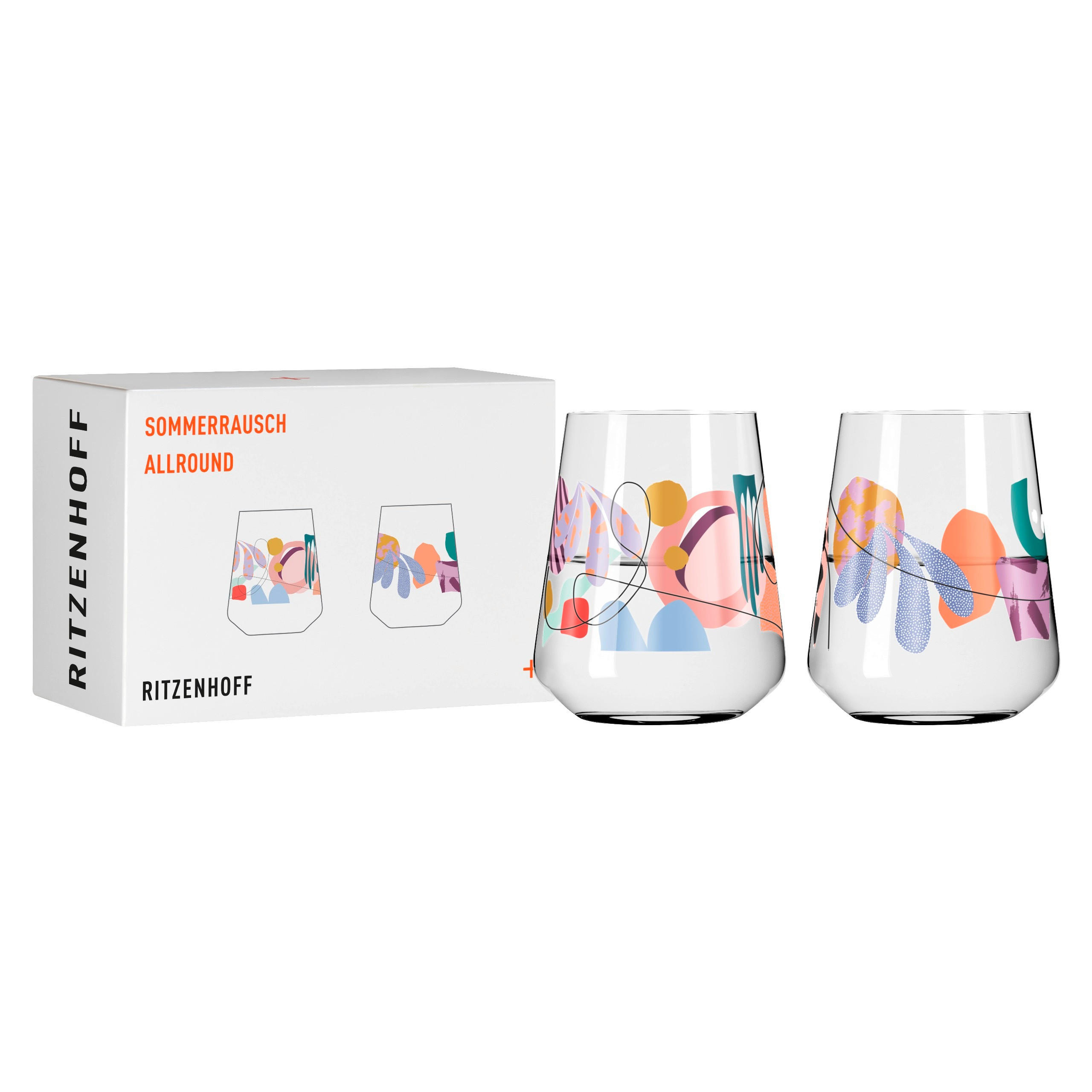 WASSERGLAS 500,00 ml 2-teilig  - Transparent/Multicolor, Trend, Glas (9,2/11,0cm) - Ritzenhoff