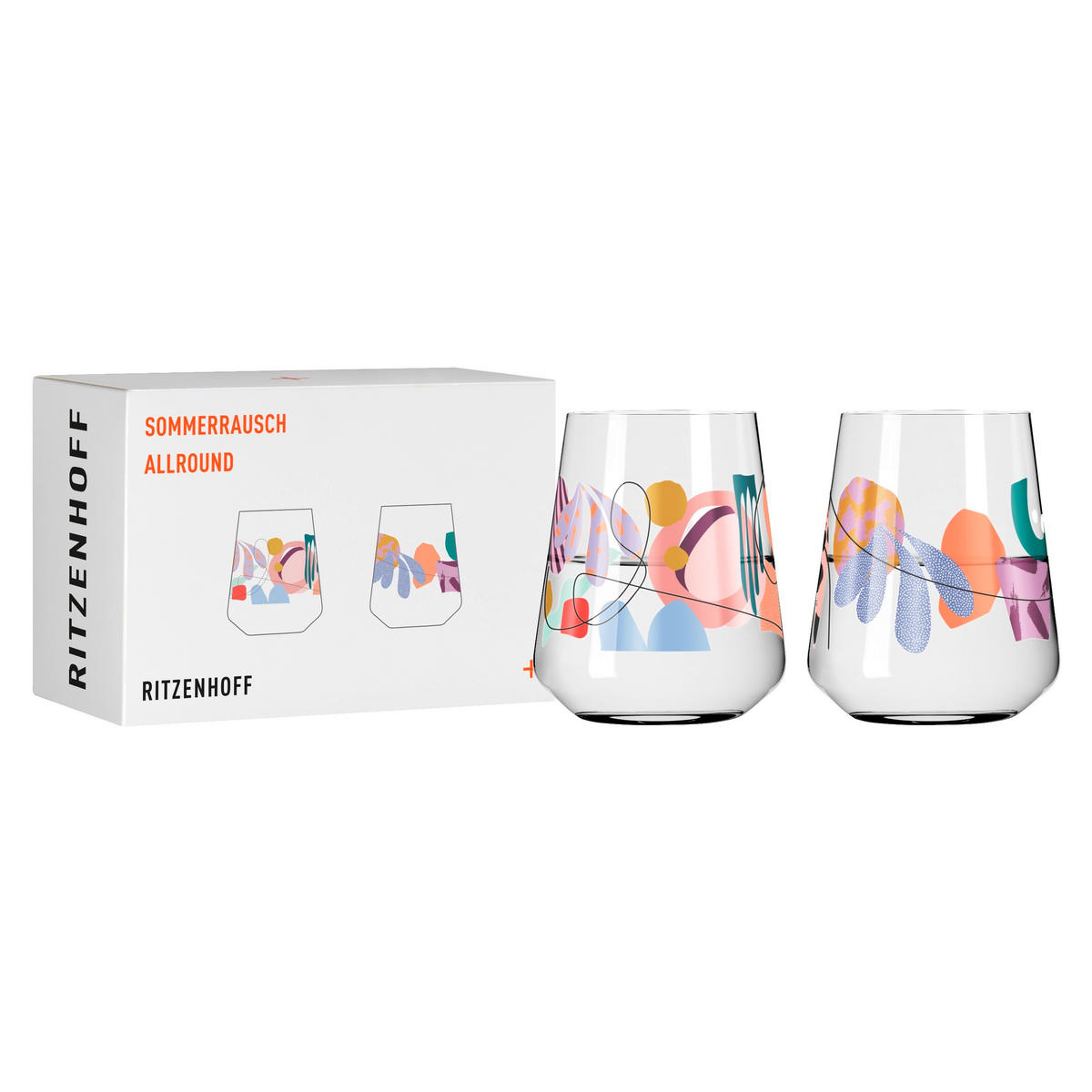 WASSERGLAS 500,00 ml 2-teilig  - Transparent/Multicolor, Trend, Glas (9,2/11,0cm) - Ritzenhoff