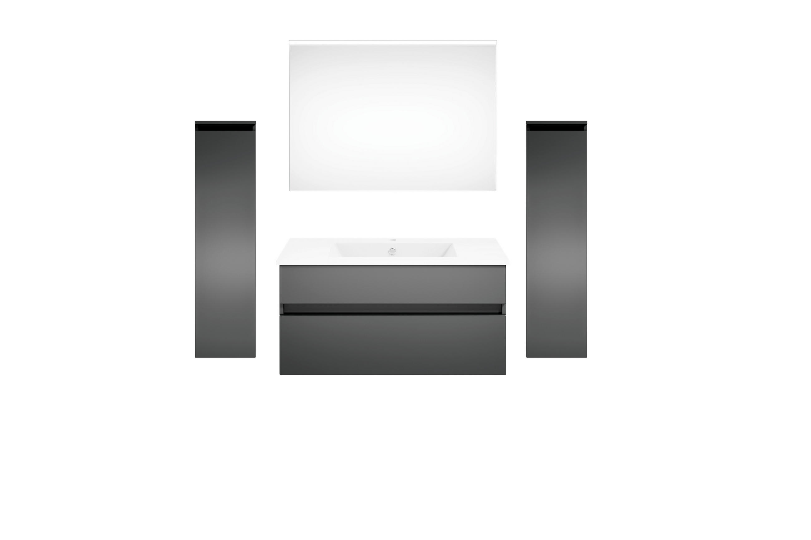 BADEZIMMER  in 152 cm  - Dunkelgrau/Weiß, KONVENTIONELL, Keramik/Holzwerkstoff (152cm) - Puris