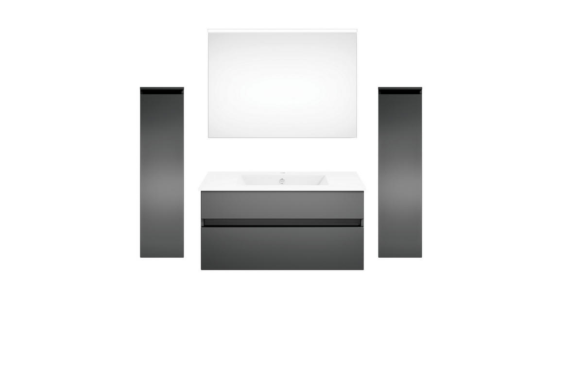 BADEZIMMER 152 cm  - Weiss/Dunkelgrau, Konventionell, Keramik/Holzwerkstoff (152cm) - Puris