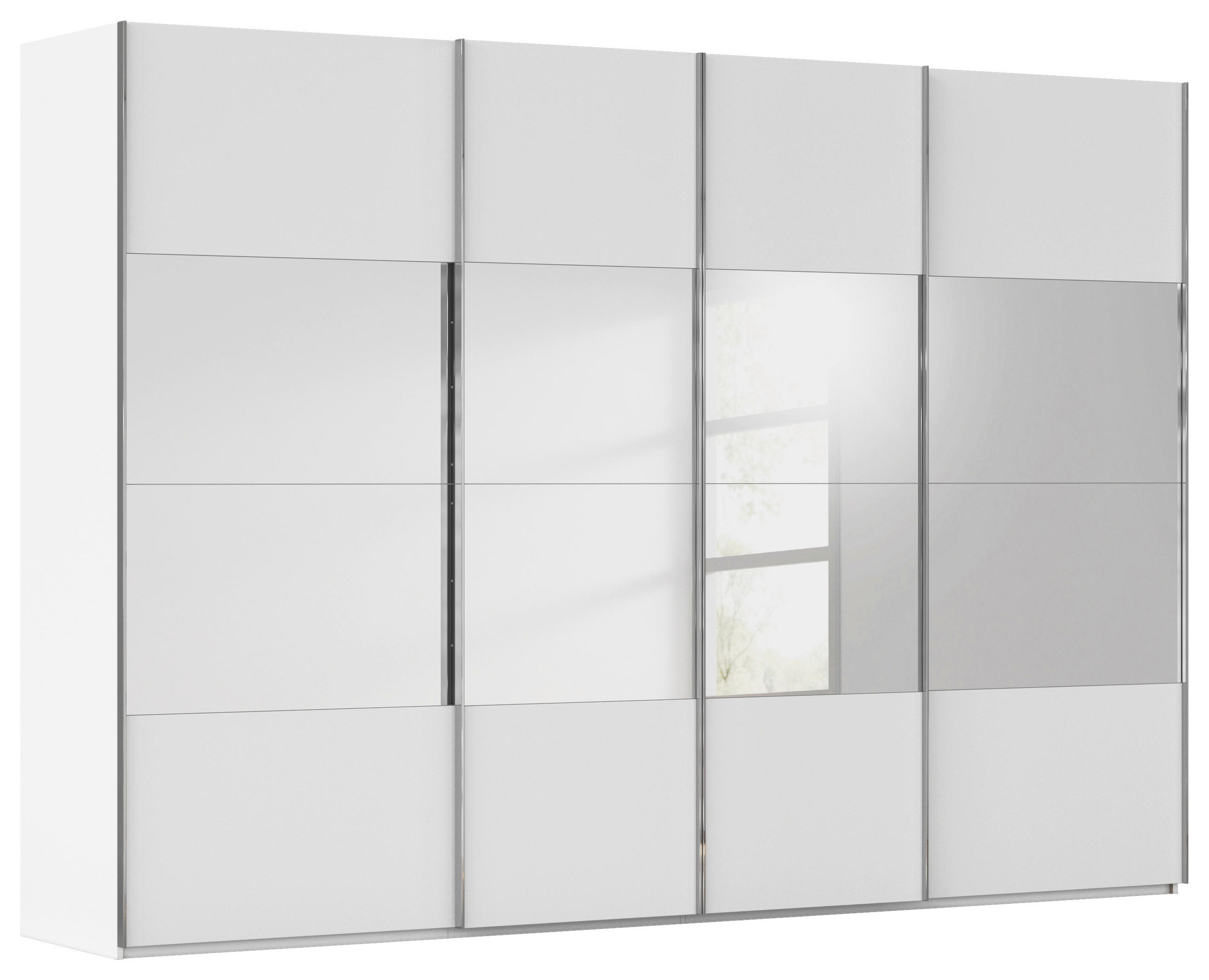 SCHWEBETÜRENSCHRANK 4-türig Weiß  - Chromfarben/Weiß, Design, Holzwerkstoff/Metall (316/223/68cm) - Novel