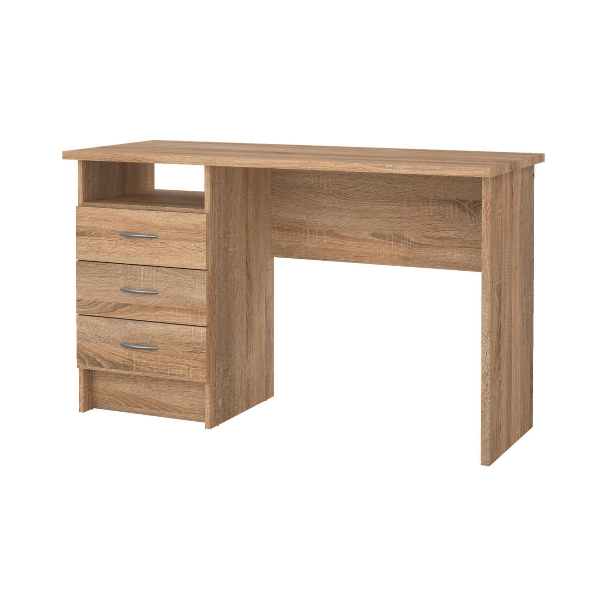 SCHREIBTISCH 120,1/48,1/72,6 cm  in Eichefarben  - Eichefarben/Silberfarben, MODERN, Holzwerkstoff/Kunststoff (120,1/48,1/72,6cm) - MID.YOU